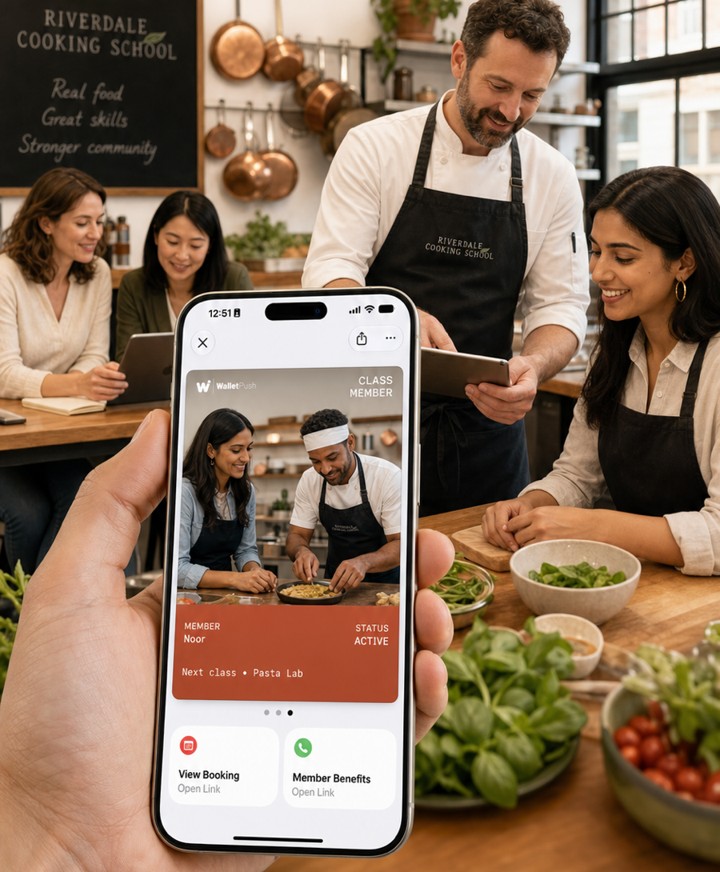 WalletPush wallet pass used by a Cooking school business