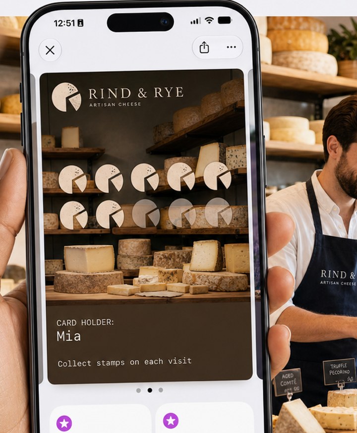 WalletPush wallet pass used by a Artisan cheese business